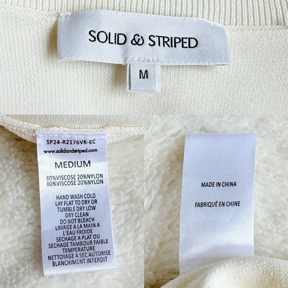 SOLID & STRIPED Cream Ribbed Bell-Sleeve Top - Picture 9 of 11